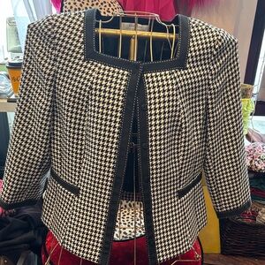Tailored Black & White Houndstooth Jacket - Women's